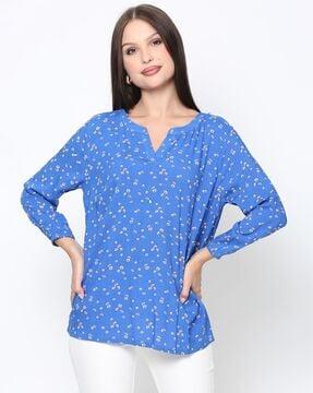 women micro print regular fit top