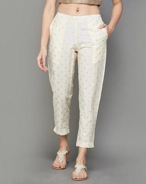 women micro print relaxed fit pants