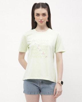 women micro print relaxed fit t-shirt