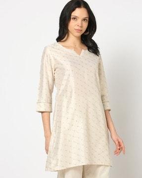 women micro print relaxed fit tunic