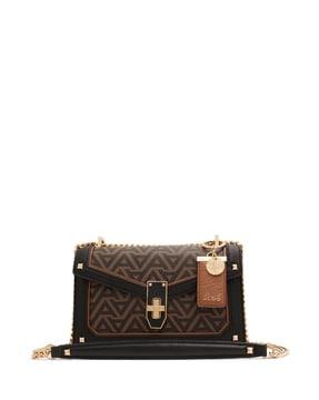 women micro print sling bag with chain strap