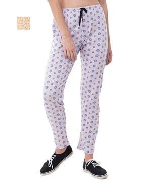 women micro print track pants