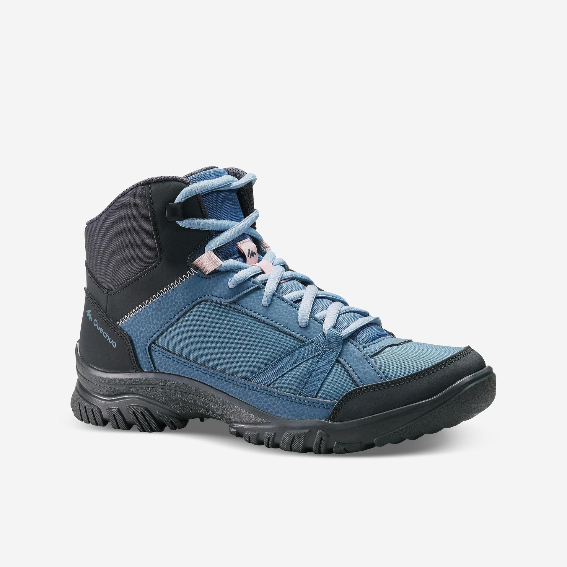 women mid ankle hiking shoes storm blue - nh100