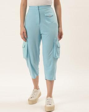women mid-calf length track pants with pockets