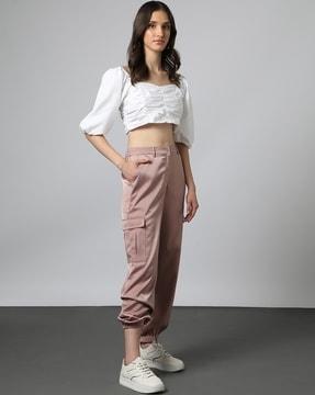 women mid-rise cargo joggers