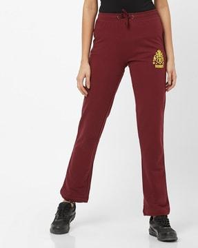 women mid-rise fitted track pants with logo