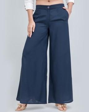 women mid rise flared palazzos