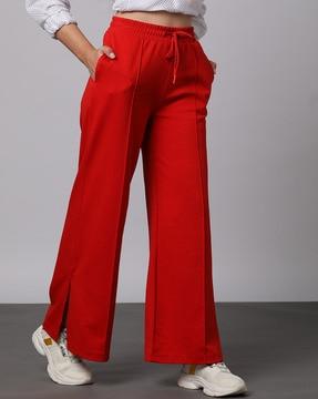 women mid-rise flared track pants