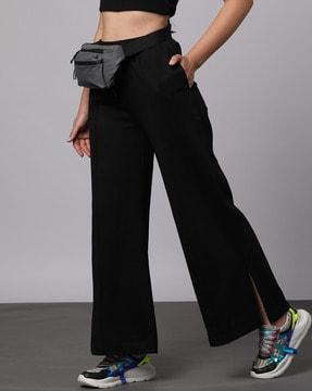 women mid-rise flared track pants