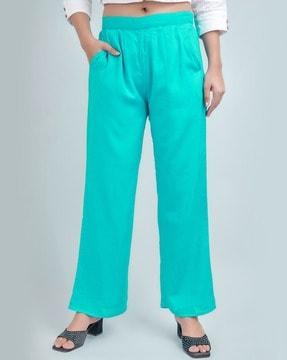 women mid rise flared trousers