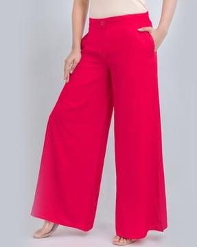 women mid rise flared trousers