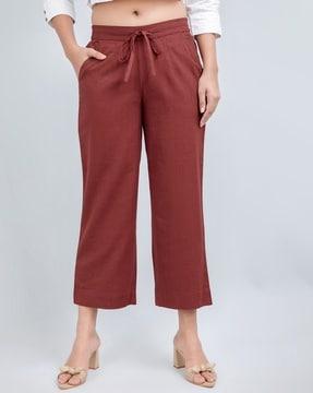 women mid rise flared trousers