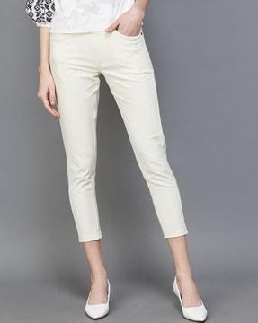women mid-rise jeggings with elasticated waist