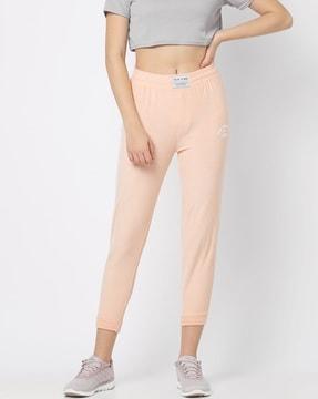 women mid-rise joggers with elasticated waist