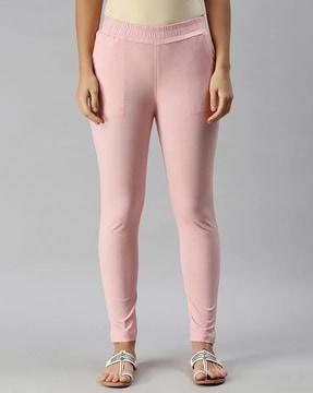 women mid-rise pants with elasticated waist