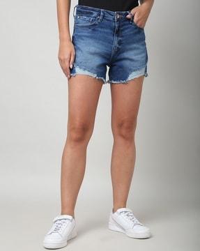 women mid-rise relaxed fit denim shorts