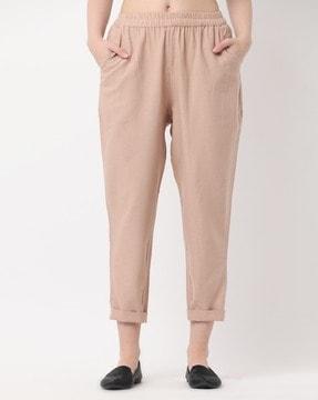 women mid-rise relaxed fit trousers