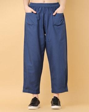 women mid-rise relaxed fit trousers