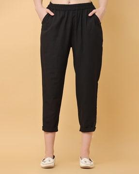 women mid-rise relaxed fit trousers