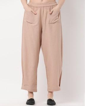 women mid-rise relaxed fit trousers