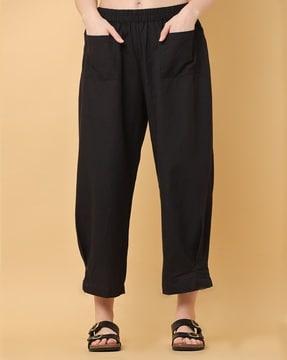 women mid-rise relaxed fit trousers