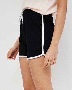 women mid rise shorts with drawstring waist