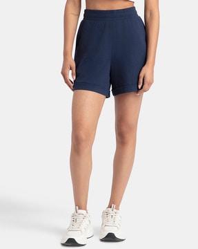 women mid-rise shorts with elasticated waist