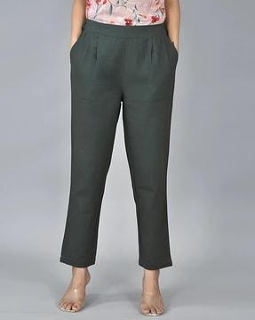 women mid-rise slim fit pants