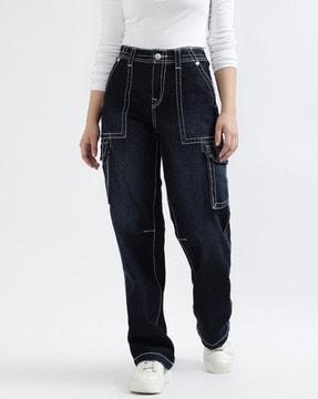 women mid-rise straight fit ankle-length jeans