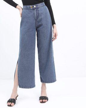 women mid-rise straight fit jeans