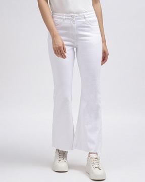 women mid-rise straight fit jeans