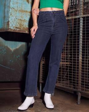 women mid-rise straight fit jeans