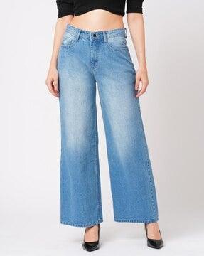 women mid-rise straight fit jeans