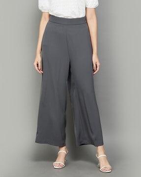 women mid-rise straight fit palazzo