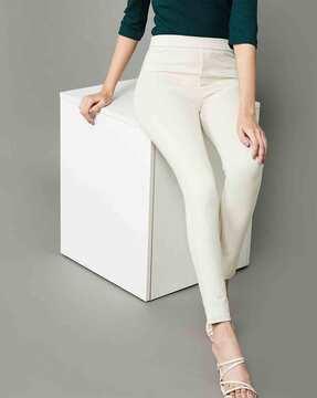 women mid-rise straight fit pants