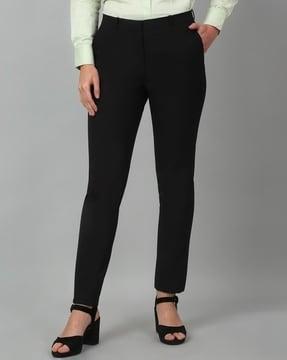 women mid-rise straight fit trousers