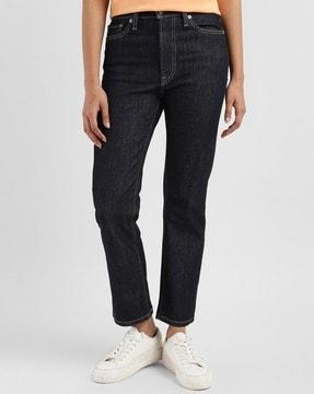 women mid-rise straight jeans