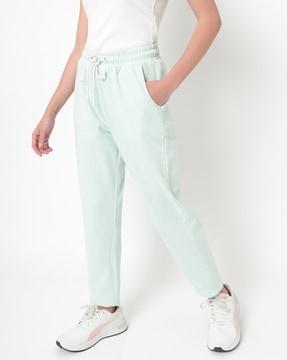 women mid-rise straight track pants with insert pockets