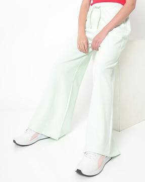 women mid-rise wide-leg track pants with insert pockets