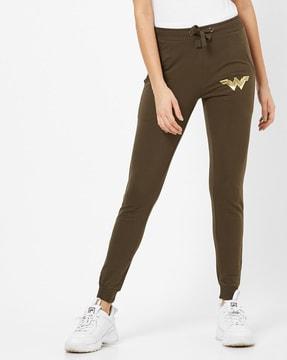 women mid-rise wonder-woman joggers with drawstring fastening