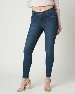 women mid-wash high-rise super skinny jeans