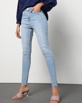 women mid-wash skinny fit jeans