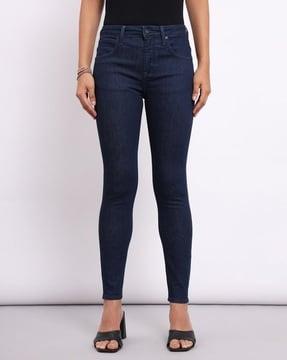 women mid-wash skinny fit jeans