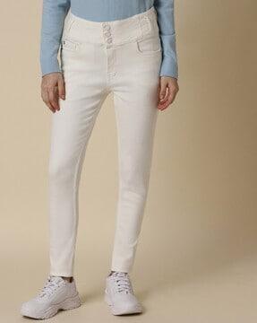 women mid-wash skinny fit jeans