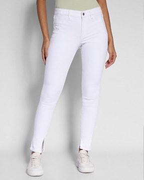 women mid-wash skinny fit jeans