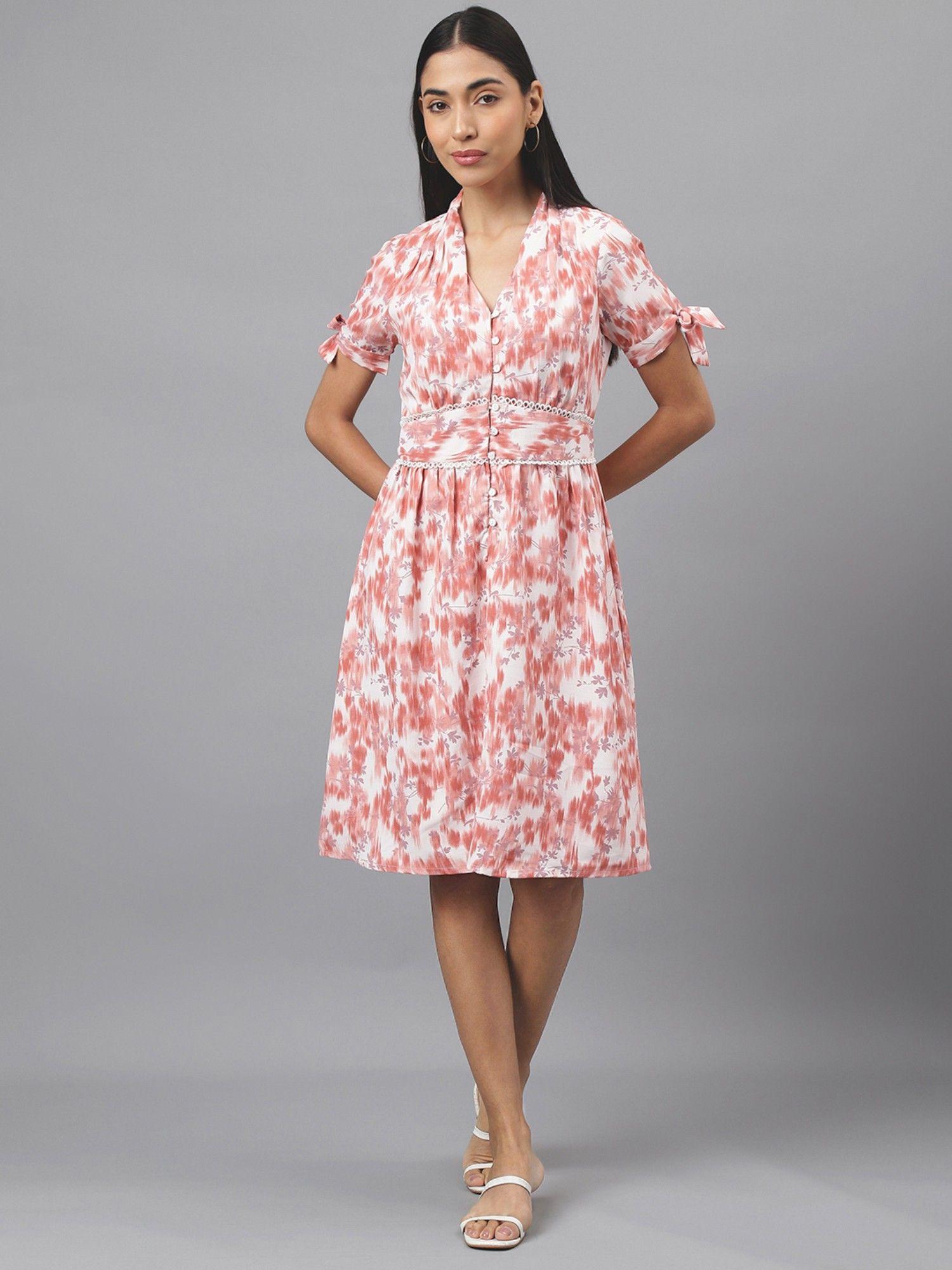 women midi length floral print dress