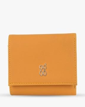 women mini tri-fold wallet with snap-button closure