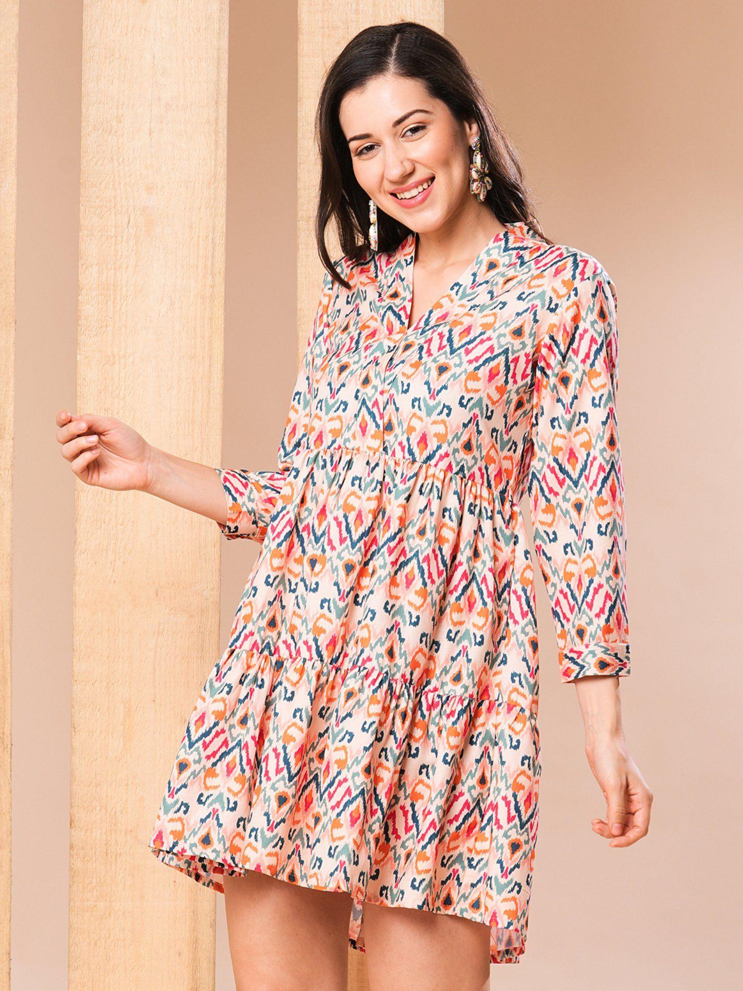 women multi all over printed a-line dress