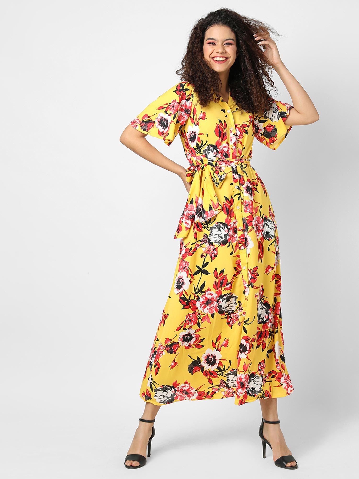 women multi-color floral design stylish casual maxi dresses