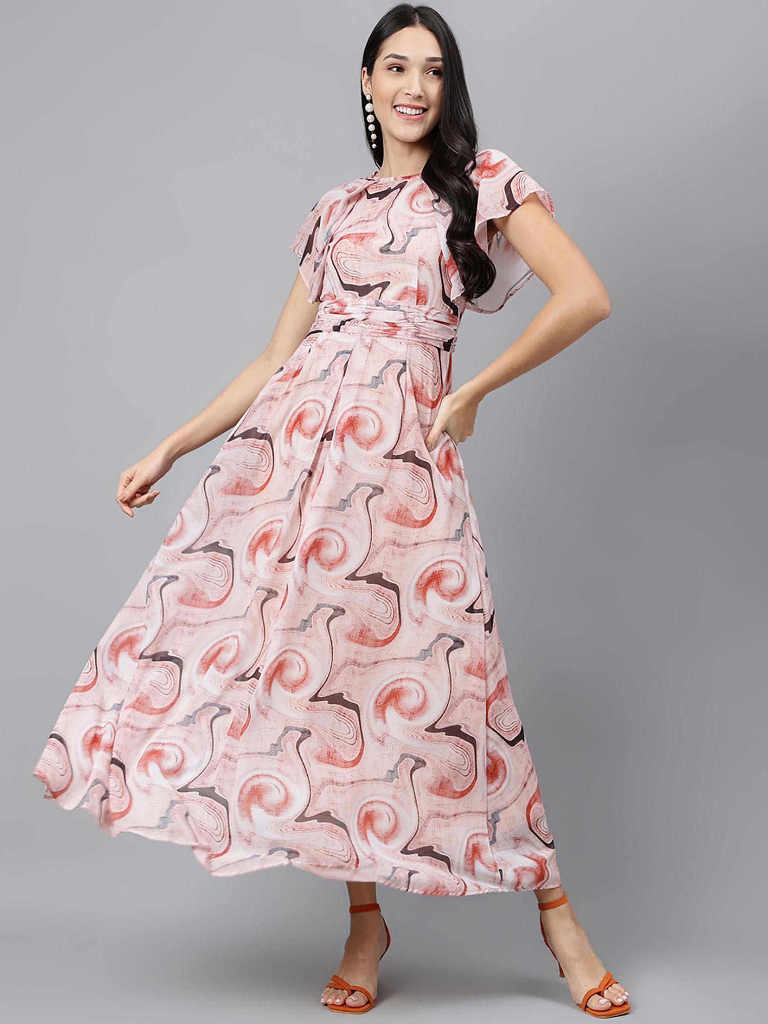 women multi-color half sleeve printed maxi dress